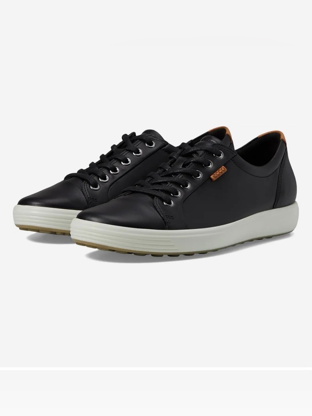 Ecco Black Leather Soft 7 Lace-Up Sneakers with White Sole - Euro 40 / US 9-9.5